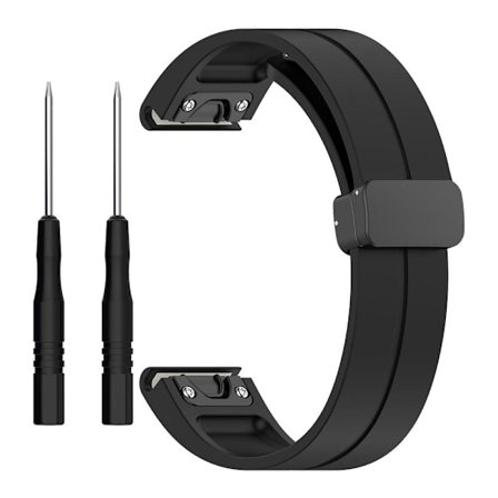 Svart spänne 22mm silikonklockarmband för Garmin Fenix 7/forerunner 965/955/945/935