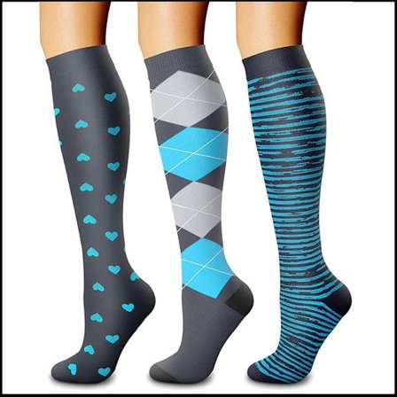 3 Kompresjonsstrømper for kvinner, sportskompresjonsstrømper, lange kompresjonsstrømper for kvinner, kompresjonsstrømper for kvinner, elastiske 