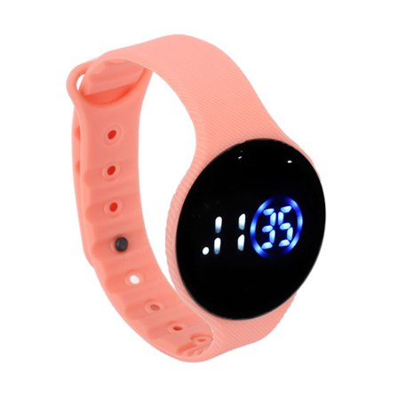 Digital klokke for barn, vanntett silikonrem, ripebestandig LED elektronisk klokke for studenter, lys rosa