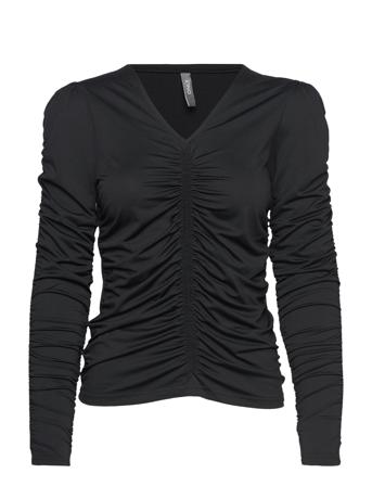 Onlsofie L/S V-Neck Ruching Top Jrs Blus Långärmad Svart ONLY