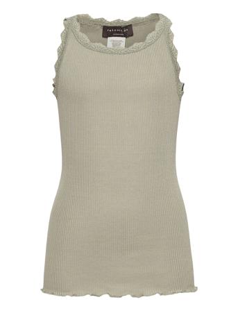 Silk Top W/ Lace T-shirts Sleeveless Grønn Rosemunde Kids*Betinget Tilbud