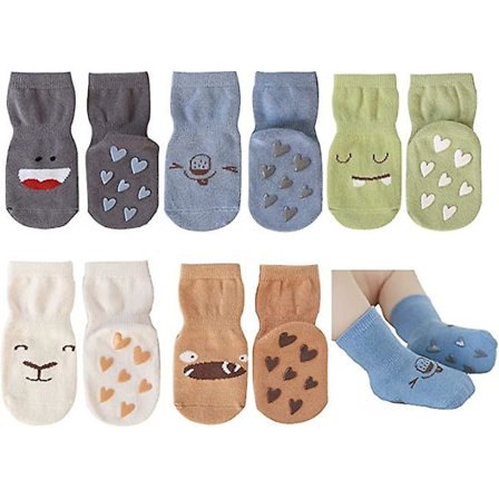 Skridsikre strømper til baby drenge 5 par Anti-skrid strømper til børn Sportsstrømper Stoppersokker