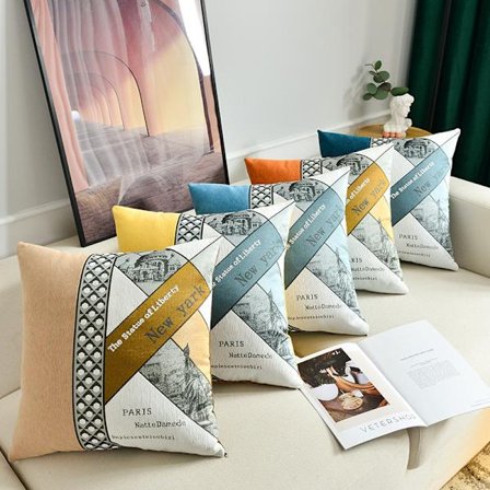 Set med 5 Kuddfodral 45 x 45cm Dekorativa Mjuka Kuddfodral Soffa