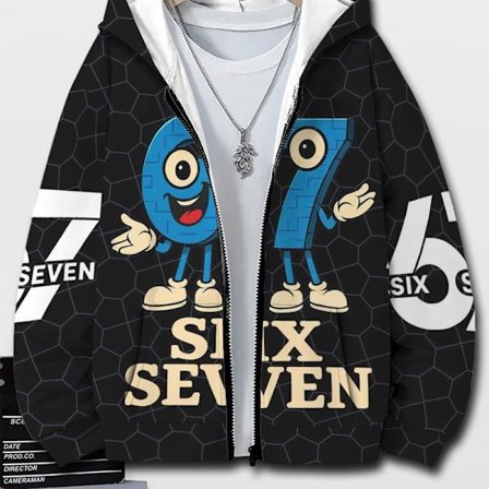 SIX SEVEN 67 Mønstertrykk Gutter Høst Vinter Hettegenser med Glidelås, Tegneserie Monstertrykk, Trendy Hverdags Klær for Barn, Gave for Ferier Svart