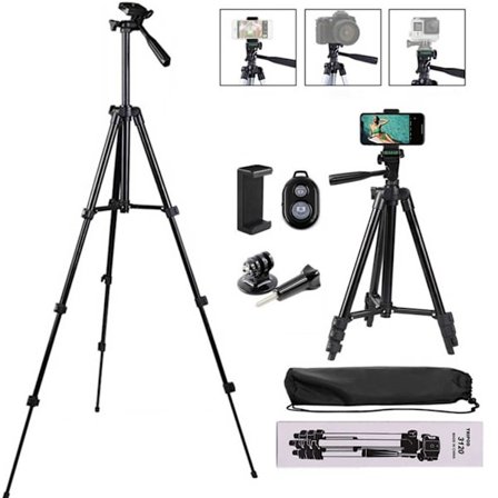 Fleksibelt telefonstativ, bærbart mobiltelefon kamera stativ med indikatorlys, højdejusterbart til selfies/vlogging