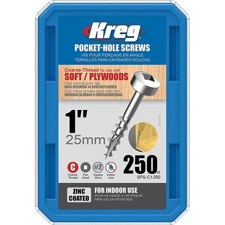 Kreg SPS-C1-250 Skrue 25 mm 250-pakning, Innfesting