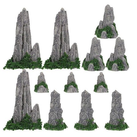 12 stk. Mini Resin Bjerg Statuer Dekorativ Miniature Bjerg Dekoration