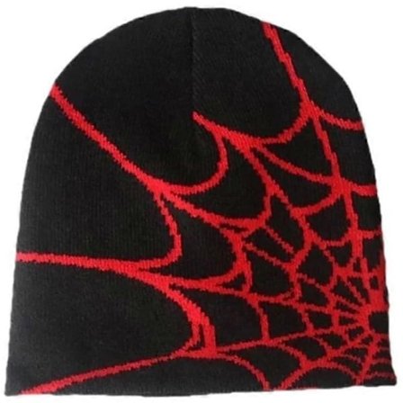 Y2k Hue Spider Web Hat Y2k Strikket Hue Skullies Hue Spider Web Hue Baggy Slouchy Hue Hovedbeklædning Skull Cap