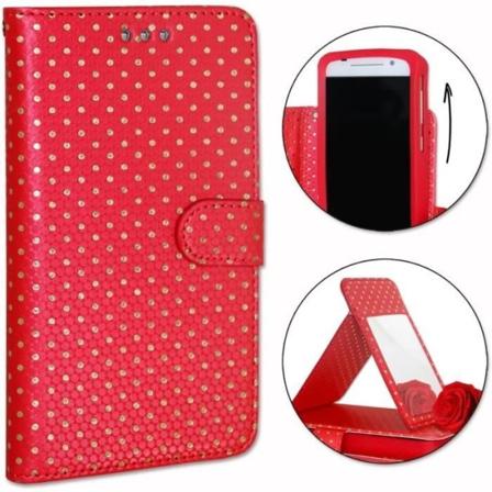 Foliofodral för Motorola Moto G10 Power plånboksformat i ekoläder - dubbel invändig korthållare med flik - RÖD Röd