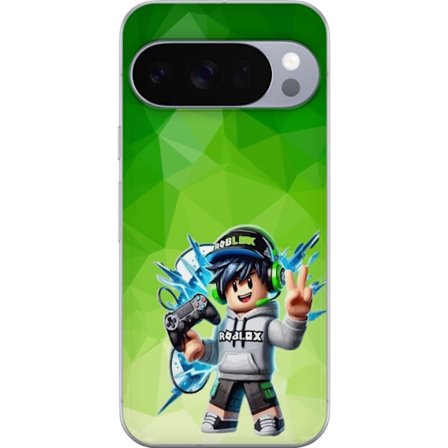 Kompatibelt Mobildeksel til Google Pixel 10 Pro Roblox-inspirert gamerfigur med headset, håndkontroll og energiske effekter mot grønn bakgrunn