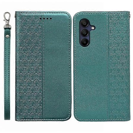 Kompatibel med Samsung Galaxy A26 5G Wallet Telefon Cover Stærk Magnetisk Ternet Mønster Præget Læder Flip Cover
