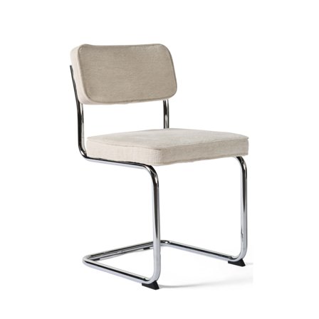 Elegant Spisebordsstol i Creme Chenille med Kromben - Rupert 50x53x84cm - Blød Polstring, Koldskum & Max 110kg belastning