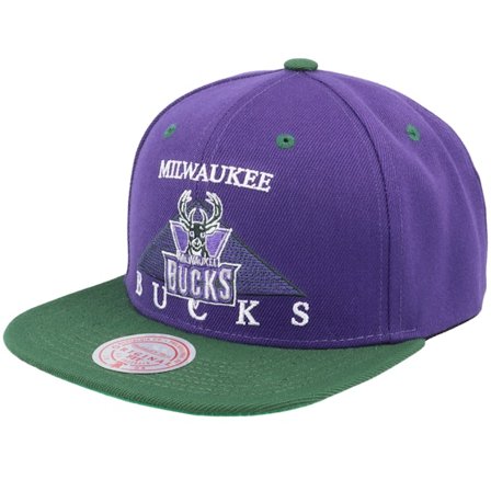 Mitchell & Ness - NBA Violett Snapback Cap - Milwaukee Bucks Monument Purple/Green Snapback @ Hatstore