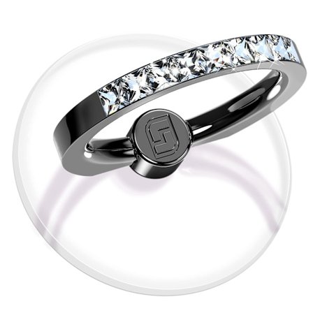 Transparent Telefonringhållare 2 Stycken med Diamant, Fingergrepp 360° Rotation Kompatibel med De Flesta Mobiltelefoner, Surfplattor och Fodral (Svart