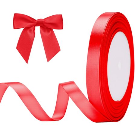 Rødt satengbånd, 10 mm gaveinnpakningsbånd, 22M gaveinnpakningsbånd, Valentinsdag dekorativt bånd