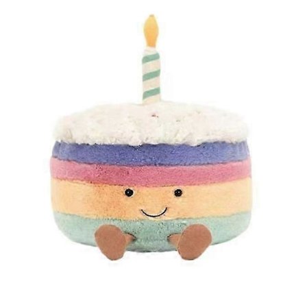 Regnbue Fødselsdagskage 26CM Bryllupsgave Plysdukke Superblød Pude Sød God Fyr Fødselsdagsgave