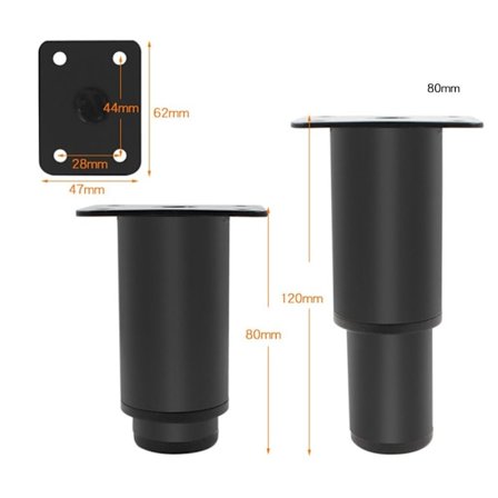 Bed Beam Support Huonekalun jalka MUSTA 8cm