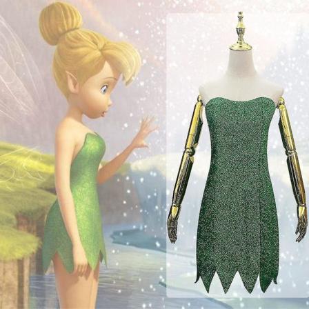 Anime Ny Pixie Fairy Kostyme Tinker Bell Voksen Grønn Kjole Tinkerbell Halloween Fest Sexy Cosplay Minikjoler Og Parykk Dress L