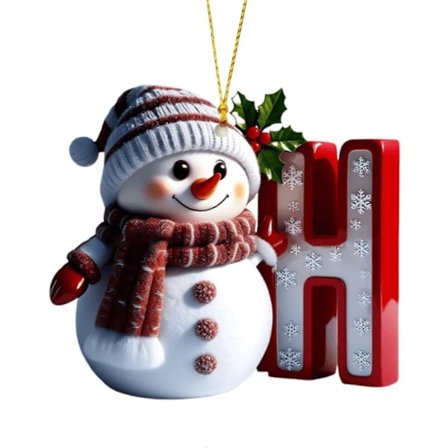 Snemand Juledekoration 26 Bogstaver A til Z Julepynt 2D Flad Festlig Snemandsvedhæng til Juletræ Bil Haveindretning