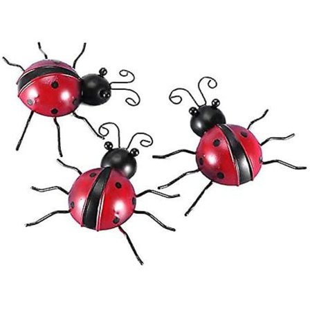 Rauta Leppäkerttu Metalli Seinä Riippuva Taide Koristeet Koriste 10cm Kotiin Puutarhaan 3 Kpl