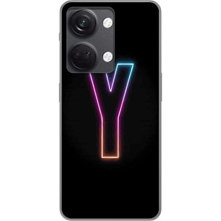 Kompatibel Mobilcover til OnePlus OnePlus Nord 3 Minimalistisk neonbogstav Y i farveskiftende lys mod sort baggrund