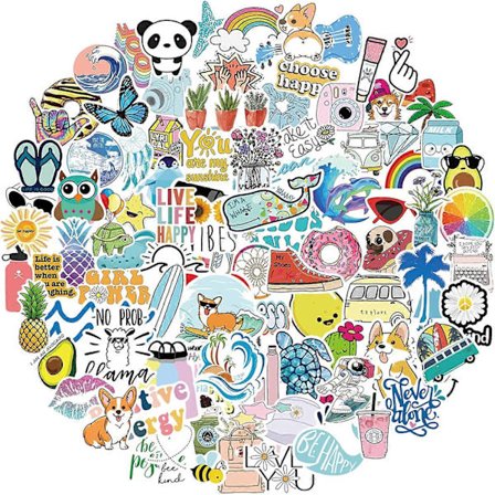 Klistermärken för vattenflaskor, 100-pack/st Söta Vsco Vinyl Estetiska Vattentäta Klistermärken Laptop Hydroflask Skateboard Dator Klistermärken för 