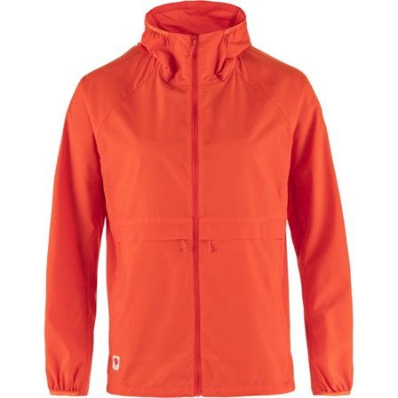 Fjällräven Women's High Coast Wind Hoodie Jacket in Flame Orange | Size: XL, Recycled Polyester