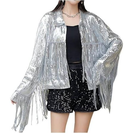 Kvinnors fransar nyårsafton paljettjacka