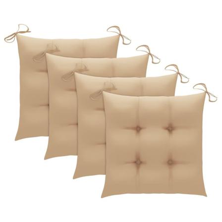 Vidaxl Trädgårdsstolar Med Beige Dynor 4 St Massiv Teak Beige