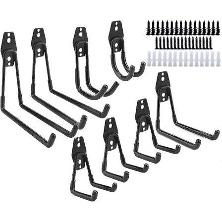 Verktøyholder for veggmontering med U-kroker for hjem, garasje, oppbevaring og hage