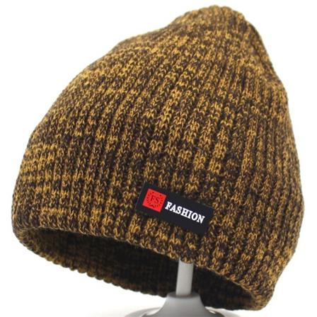 Varm vinterstickad mössa Höst och vinter Akryl sammetsull för män och kvinnor unisex Yellow