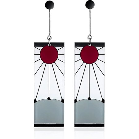 925 Sterling Sølv Tanjiro Øreringe, anime Demon Slayer Cosplay Tanjiro Sorte Øreringe Ørering Kimetsu No Yaiba Hanafuda Halloween Til Mænd