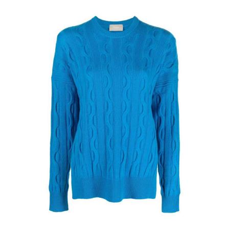 Drumohr Round-neck Strik Blå, Dame Striktrøjer