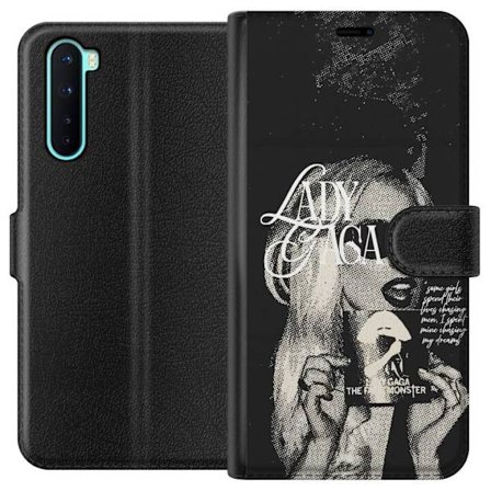 Yhteensopiva Lompakkokotelo OnePlus Nord Lady Gaga mustavalkoinen retrojuliste aurinkolaseilla ja pop-taide-estetiikalla