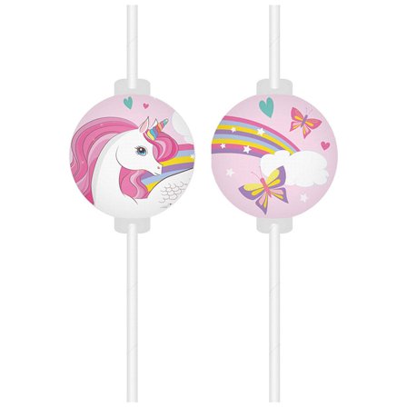 Enhörning Regnbåge Sugrör 4-pack