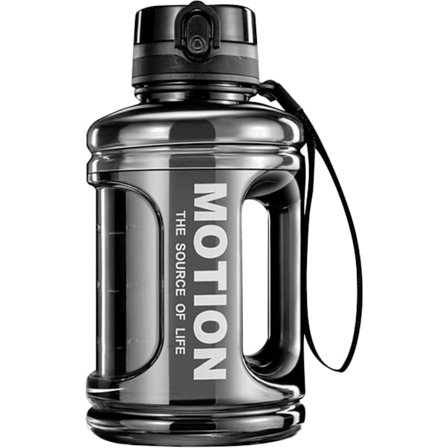 1,5L Stor Vattenflaska 50oz Svart Vattenkanna, 0,4 Gallon Sport Gym Drickbehållare med Handtag, Läcksäker BPA-fri Stor Vattenflaska