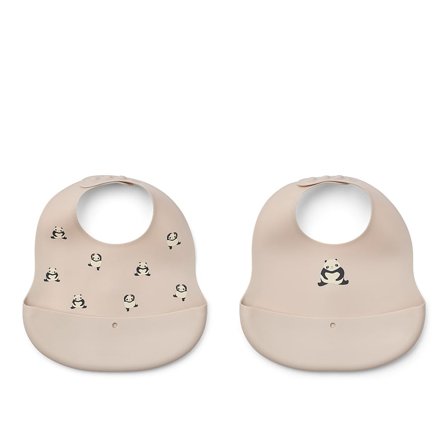 LIEWOOD Ember Hagesmæk 2-pak Panda / Sandy Onesize, Børn & Forældre, Spisetid, Hagesmække