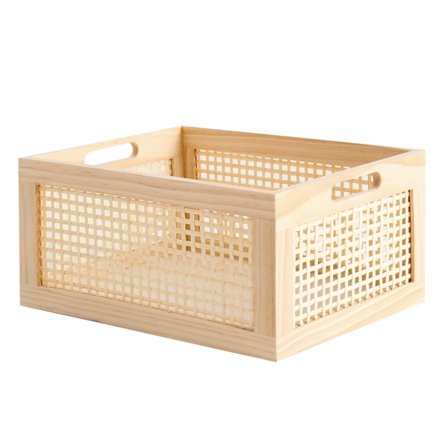 Rektangulär förvaringskorg tillverkad av naturlig furu och miljövänlig bambu