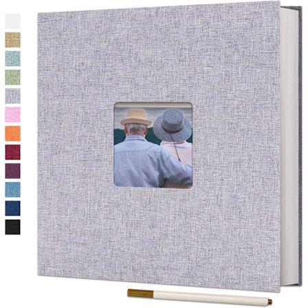 Stort fotoalbum selvklæbende til 4x6 8x10 billeder scrapbog album DIY 40 blanke sider med en metallisk pen