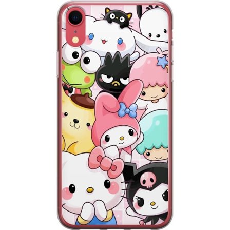 Kompatibelt Mobildeksel til Apple iPhone XR Tett mønster av søte figurer med store øyne i ulike farger og uttrykk med LABUBU-tekst