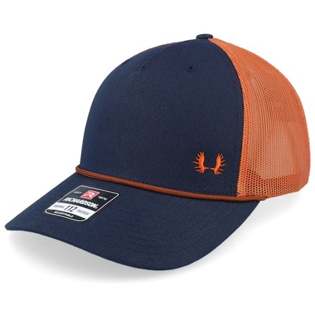 Hunter - Blå trucker Caps - Tiny Moose Antlers Navy/Orange/Dark Orange Rope Trucker @ Hatstore