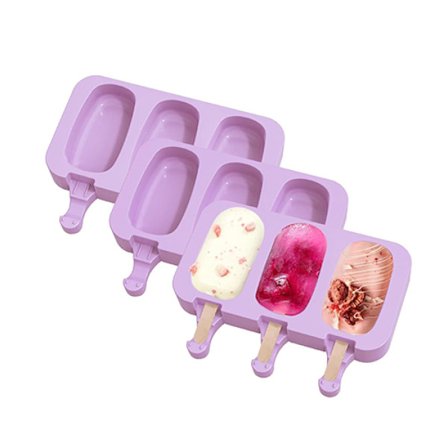 3 stk Silikone Isforme med Låg - Store Popsicleforme til Hjemmelavet Is, DIY Pudding_yux