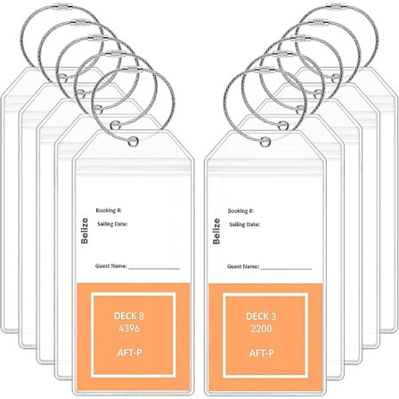 Koffermerkelappholder for cruise, 10-pakning vanntette koffertmerkelapper for cruise, klare koffertmerkelapper, holdbare reisebagasje-merkelapper for 