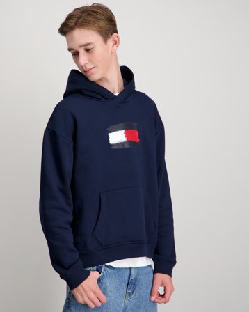 Tommy Hilfiger FLAG HOODIE Niebieski Bluzy z kapturem Chłopiec - Kids Brand Store