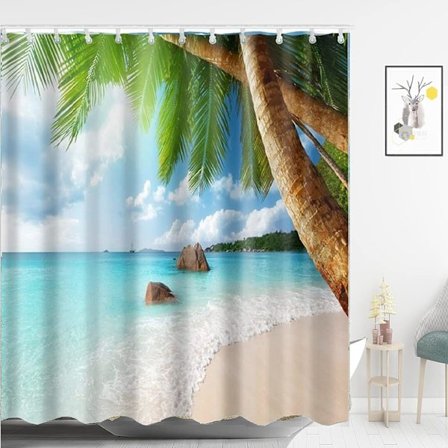 Tropisk strand badeforheng polyester vanntett stoff baderom