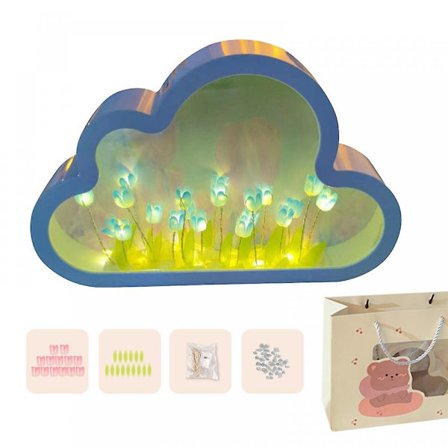 Sky Mirror Tulip Lampe, Håndlaget DIY Tulipaner Speil Nattlys, 100% Ny