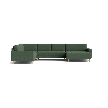 Mondo U-sofa, vendbar, Hygge Grøn - Rummelig hjørnesofa - 377x262x83cm - Vendbar U-formet sofa med Nozagfjedre & PU skum for optimal komfort