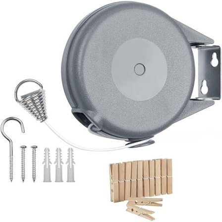 Automatisk indragbar tvättlina – 15 m balkong-/väggmonterad | 20 kg kapacitet, ABS & PVC_TF_TF