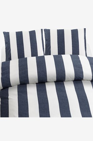 Borganäs of Sweden - Pussilakanasetti Block Stripe Dubbel, 3 osaa - Sininen - Pussilakanasetit - 220X210 - - Homeroom