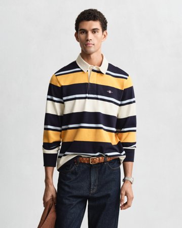 GANT Herren Gestreifter Heavy Rugger (XXL) Marineblau